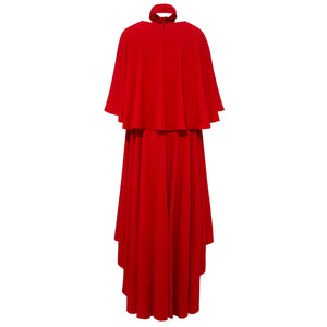Bow Tie Neck Red Cape Sleeve Dress Red / UK14/EU42/US10 Bow Tie Neck Red Cape Sleeve Dress Red / UK14/EU42/US10