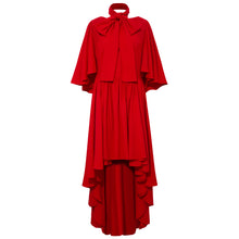 Load image into Gallery viewer, Femponiq Bow Tie Cape Dress in Red-Front

