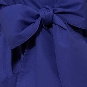 Cotton Belted Maxi Gathered Shirt Dress Vivid Blue  - Close-up Belt Product Picture 