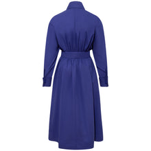 Load image into Gallery viewer, Cotton Belted Maxi Gathered Shirt Dress Vivid Blue - Back Product Picture 
