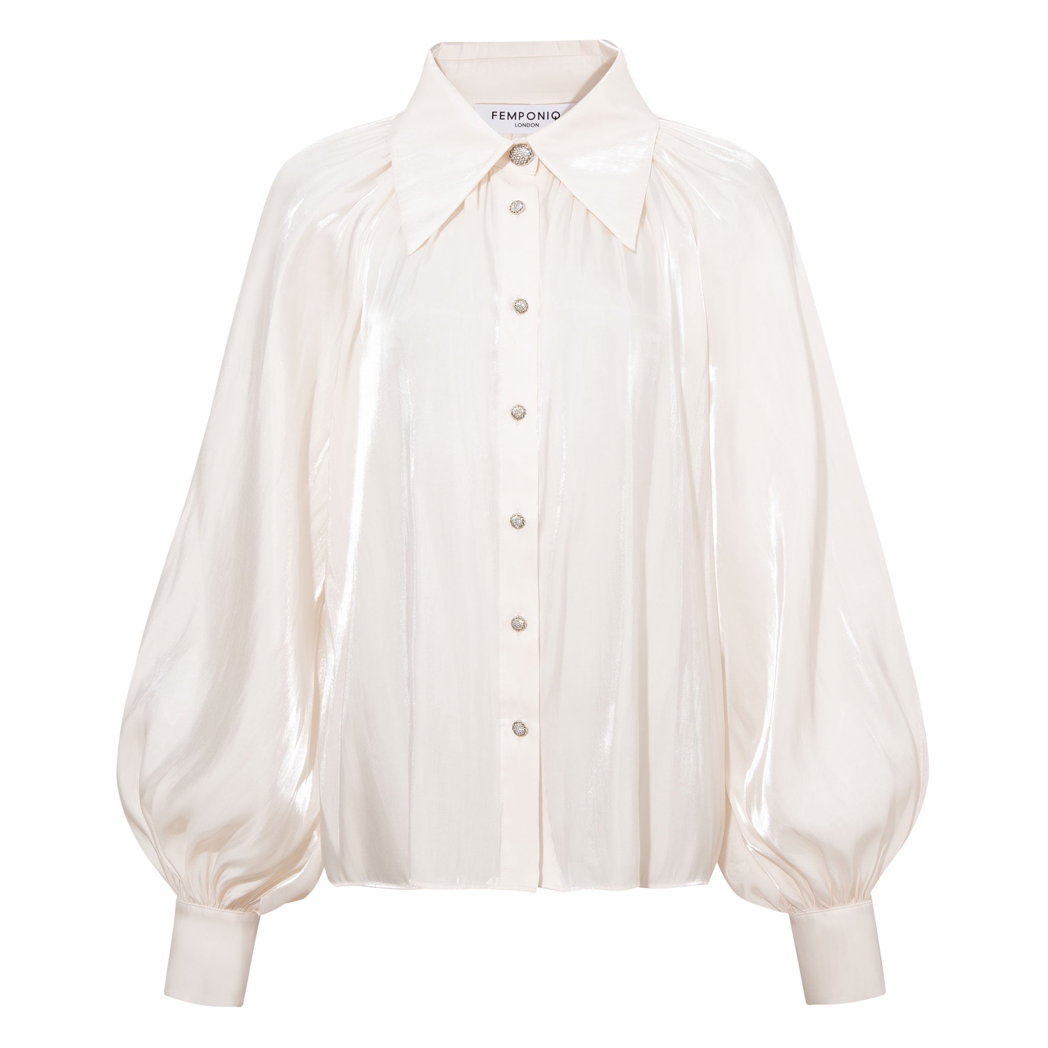 raglan sleeve dress shirt Gathered Neck Raglan Sleeve Shirt – Pearl White XS/UK8/EU36/US4