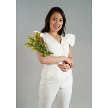 Load image into Gallery viewer, Femponiq Ivory Cotton Jump suit with flowers
