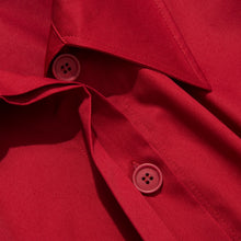 Load image into Gallery viewer, Femponiq Oversized Cape Cotton Dress in Red Colour - Close up Product Detail Picture
