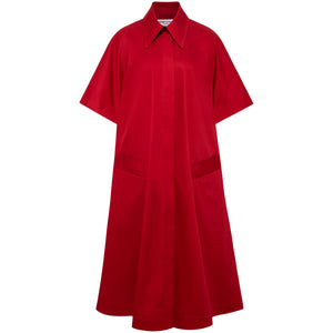 Femponiq Oversized Cape Cotton Dress in Red Colour - Front Product Picture 
