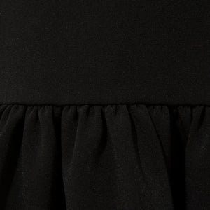 Pleated Shoulder Peplum Hem Cady Dress Black - Close-up Product Detail Picture