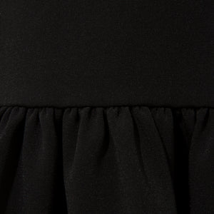 Pleated Shoulder Peplum Hem Cady Dress Black - Close-up Product Detail Picture