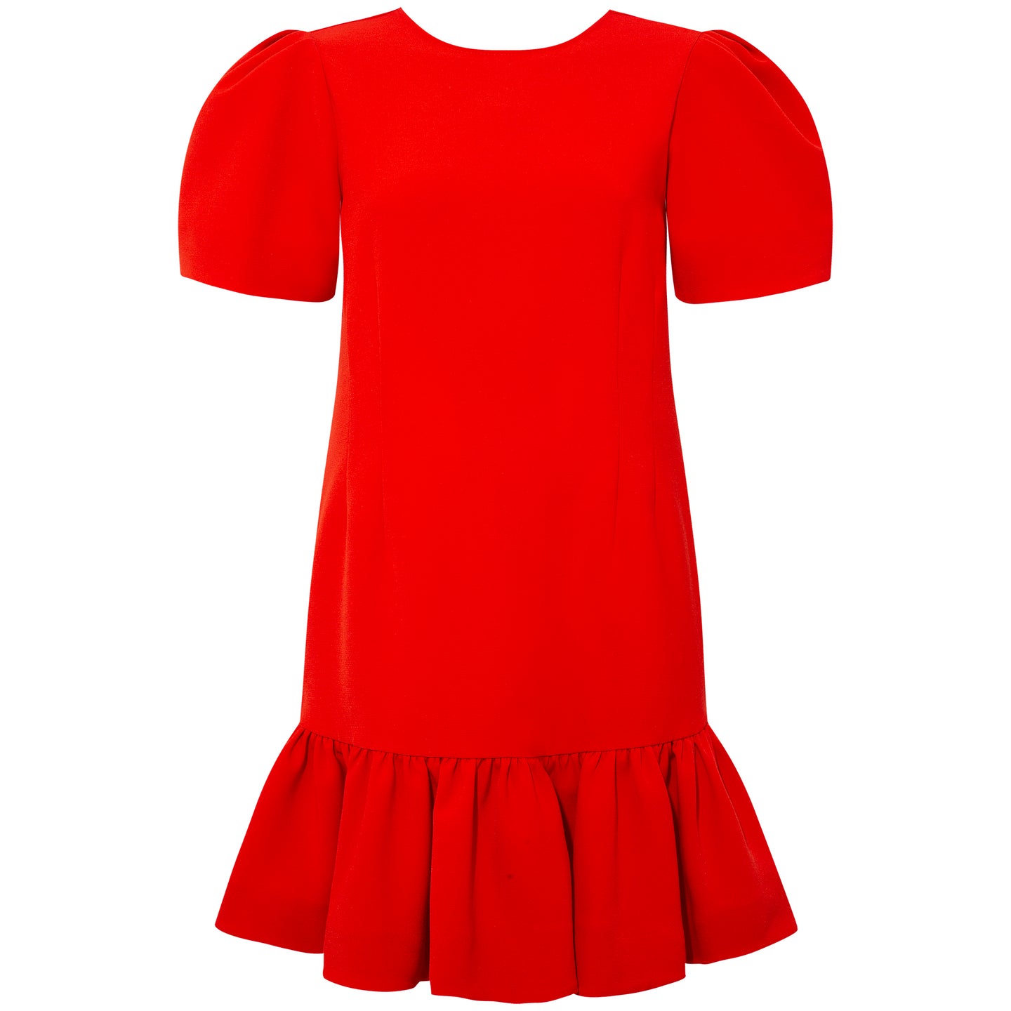 Femponiq Pleated Shoulder Peplum Hem Dress in Red - Front Product Picture 