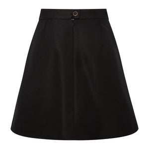Pleated Silk-Blend Flared Skirt Black