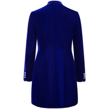 Load image into Gallery viewer, Femponiq Royal Blue Velvet Blazer Dress Back
