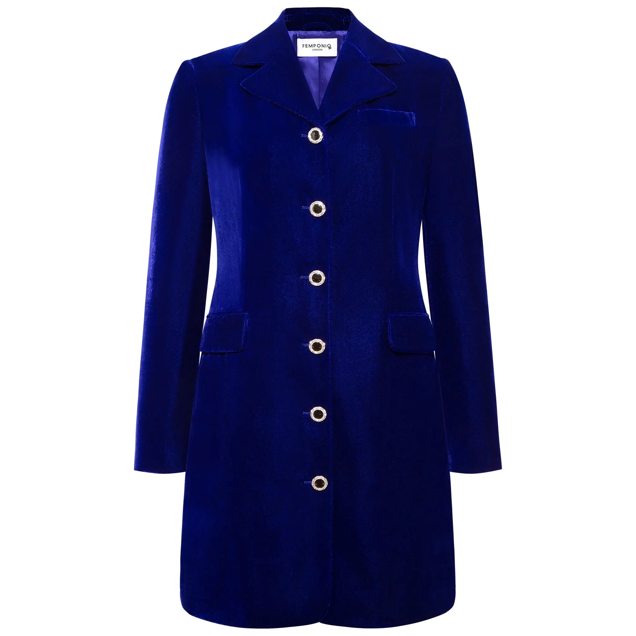 Royal Blue Velvet Tailored Blazer Designer Dress – Femponiq