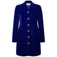 Load image into Gallery viewer, Femponiq Royal Blue Velvet Blazer Dress Front
