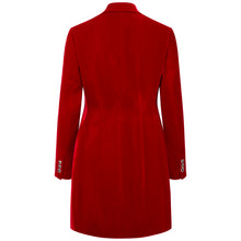 Load image into Gallery viewer, Velvet Tailored Blazer Dress Back - Red 
