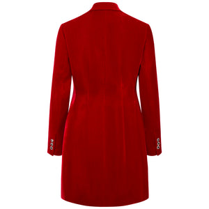 Velvet Tailored Blazer Dress Back - Red 