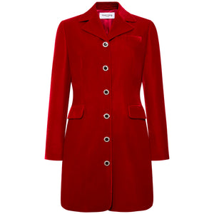 Velvet Tailored Blazer Dress - Red
