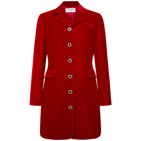 Velvet Tailored Blazer Dress (Red)