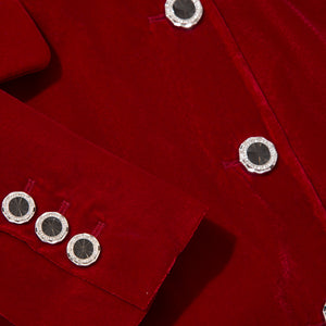 Femponiq Velvet Blazer Dressin Red- Button Detail