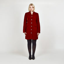 Load image into Gallery viewer, Model wearing Femponiq Velvet Tailored Blazer Dress in Red, showcasing a front view with a fitted silhouette and elegant design.
