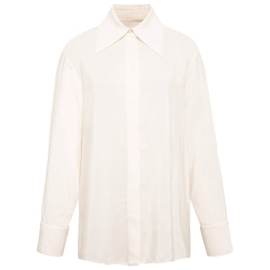 Viscose Rayon Gathered Back Shirt Ivory