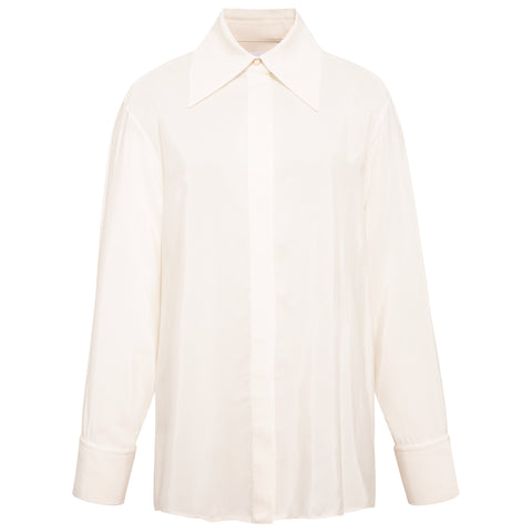 Viscose Rayon Gathered Back Shirt (Ivory)