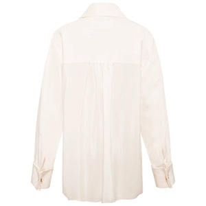 Viscose Rayon Gathered Back Shirt Ivory Back