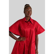 Görseli Galeri görüntüleyiciye yükleyin, Oversized Cape Cotton Dress (Berry Red)

