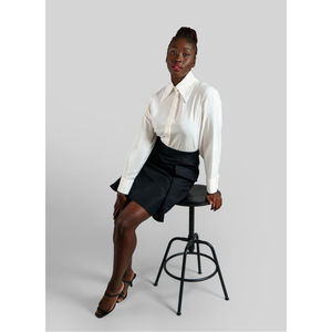 Pleated Silk-Blend Flared Skirt Black