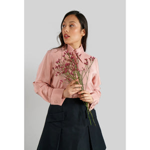 Viscose Rayon Gathered Back Shirt Rose 1