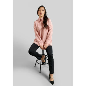 Viscose Rayon Gathered Back Shirt Rose 2
