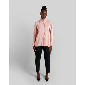 Viscose Rayon Gathered Back Shirt Rose