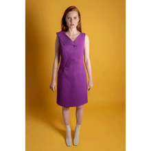 Load image into Gallery viewer, Purple Asymmetric Lapel Cotton Dress  | Femponiq

