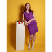 Load image into Gallery viewer, Purple Asymmetric Lapel Cotton Dress  | Femponiq
