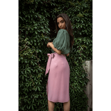 Load image into Gallery viewer, Pink Bow Tie Wrap Skirt | Femponiq
