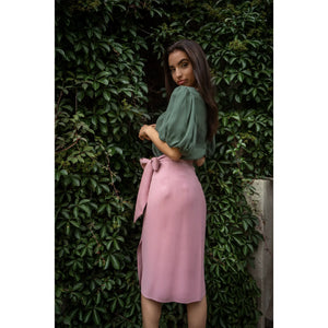 Pink Bow Tie Wrap Skirt | Femponiq
