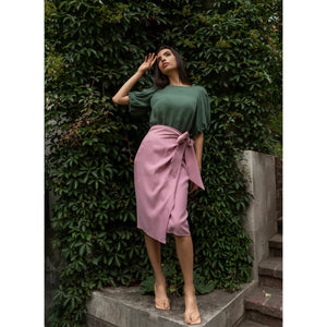 Pink Bow Tie Wrap Skirt | Femponiq