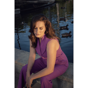 Double Breasted Shawl Lapel Jumpsuit  (Purple Orchid) | Femponiq