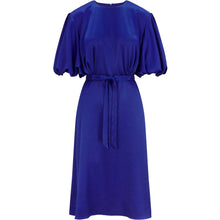 Load image into Gallery viewer, Puff Sleeve Satin Dress in Royal Blue-Front Product Picture.jpg

