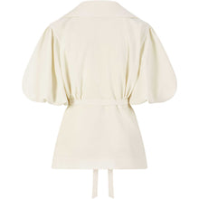 Load image into Gallery viewer, Puff Sleeve Notched Lapel Blouse in Ivory - Back Product Picture
