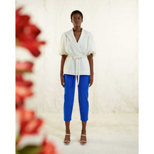 Load image into Gallery viewer, Puff Sleeve Notched Lapel Blouse in Ivory - Front 
