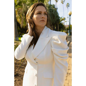 White Puff Sleeve Blazer Dress | Femponiq