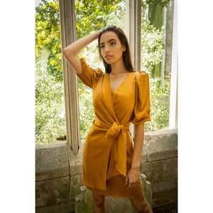 Burnt Orange Wrap Dress | Femponiq