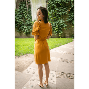 Burnt Orange Wrap Dress | Femponiq