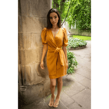 Load image into Gallery viewer, Burnt Orange Wrap Dress | Femponiq
