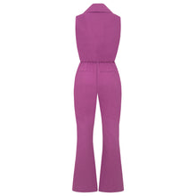 Load image into Gallery viewer, Femponiq Double Breasted Shawl LapelJumpsuit-Purple Orchid Colour Back Product Picture
