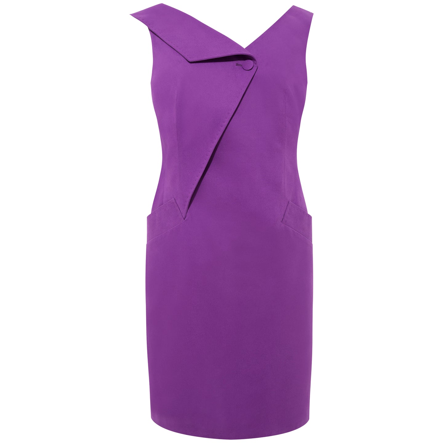 Purple Asymmetric Lapel Cotton Dress  | Femponiq