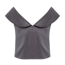 Load image into Gallery viewer, Off Shoulder Collared Crop Top | Femponiq

