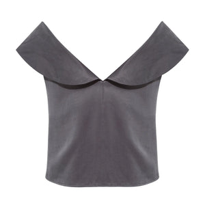 Off Shoulder Collared Crop Top | Femponiq