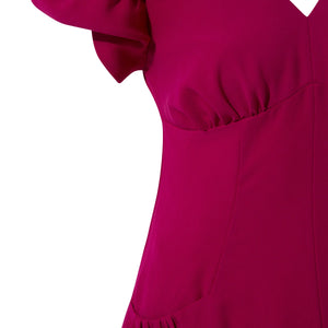  Fuchsia Puff Sleeve Jumpsuit | Femponiq