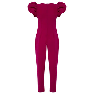  Fuchsia Puff Sleeve Jumpsuit | Femponiq