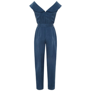 Off Shoulder Belted Vegan Jumpsuit | Femponiq