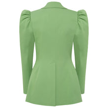 Görseli Galeri görüntüleyiciye yükleyin, Green Puff-Shoulder Tailored Blazer | Femponiq
